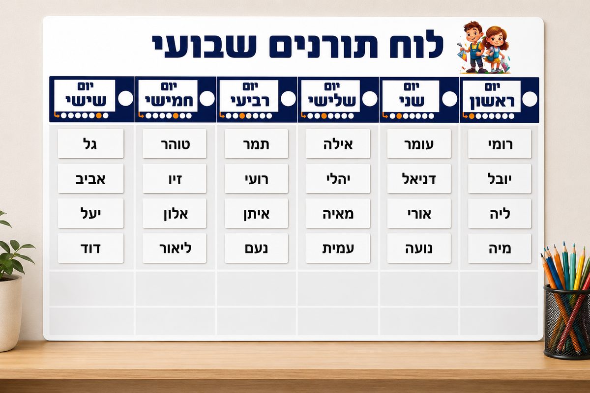 לוח תורנים שבועי מגנטי